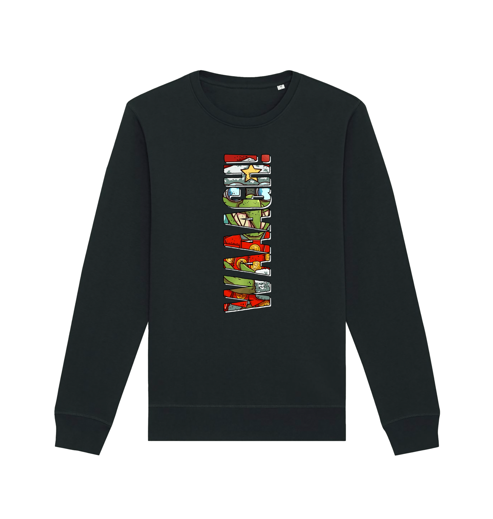 Black Printed Sweater Front