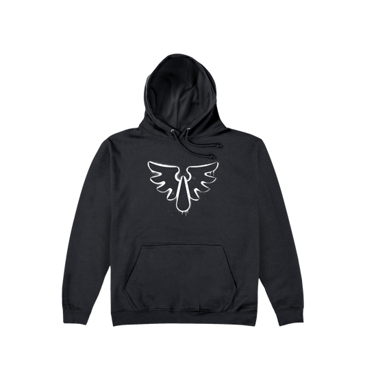 Deep Black Printed Hoody