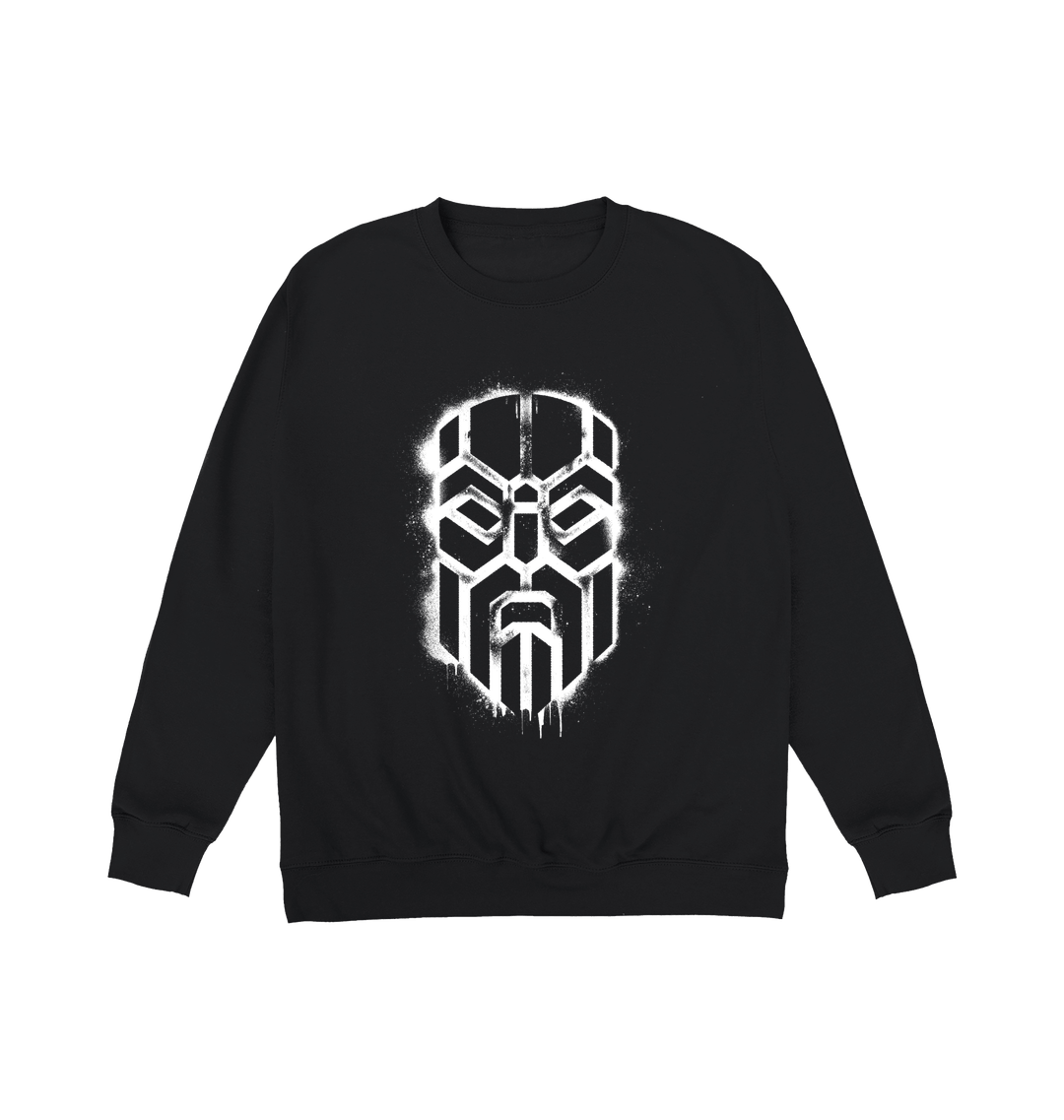 Deep Black Printed Sweater