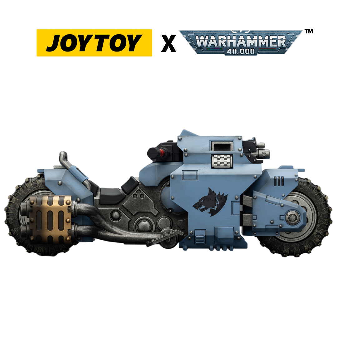 JOYTOY Warhammer 40,000 - Space Wolves, Raider-pattern Combat Bike with twin-linked bolt rifles (1/18 Scale) Preorder