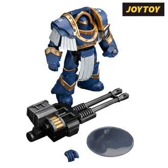 JoyToy Warhammer The Horus Heresy Action Figure - Ultramarines  Cataphractii Terminator Squad  Terminator with Reaper Autocannon (1/18 Scale)