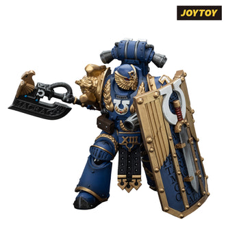 JoyToy Warhammer The Horus Heresy Action Figure - Ultramarines, Invictarus Suzerain #2 with Plasma Pistol, Legatine Axe and Argyrum Pattern Boarding Shield (1/18 Scale)