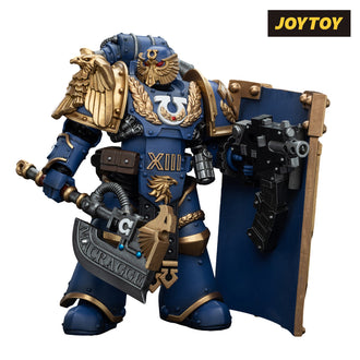 JoyToy Warhammer The Horus Heresy Action Figure - Ultramarines, Invictarus Suzerain #5 with Bolt Pistol, Legatine Axe and Argyrum Pattern Boarding Shield (1/18 Scale) Preorder