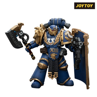 JoyToy Warhammer The Horus Heresy Action Figure - Ultramarines, Invictarus Suzerain #5 with Bolt Pistol, Legatine Axe and Argyrum Pattern Boarding Shield (1/18 Scale) Preorder