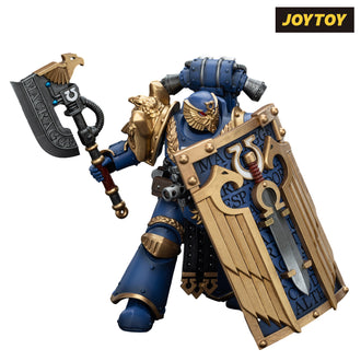 JoyToy Warhammer The Horus Heresy Action Figure - Ultramarines, Invictarus Suzerain #5 with Bolt Pistol, Legatine Axe and Argyrum Pattern Boarding Shield (1/18 Scale) Preorder