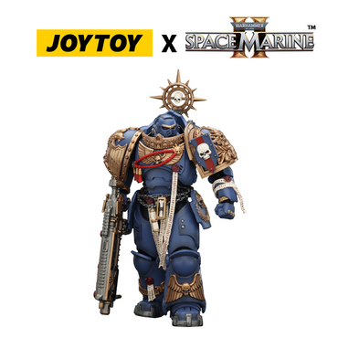 JoyToy Warhammer 40,000 Space Marine 2 Action Figure - Ultramarines, Heavy Relic Primus Armour, with Heavy Relic Bolt Rifle (1/18 Scale) Preorder