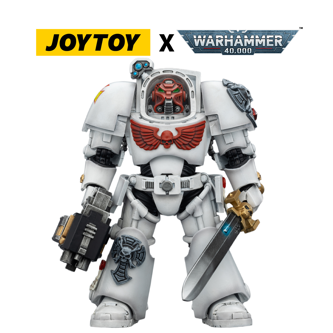 JoyToy Warhammer 40,000 Action Figure - White Scars, Terminator 1 with Power Sword and Storm Bolter (1/18 Scale) Preorder
