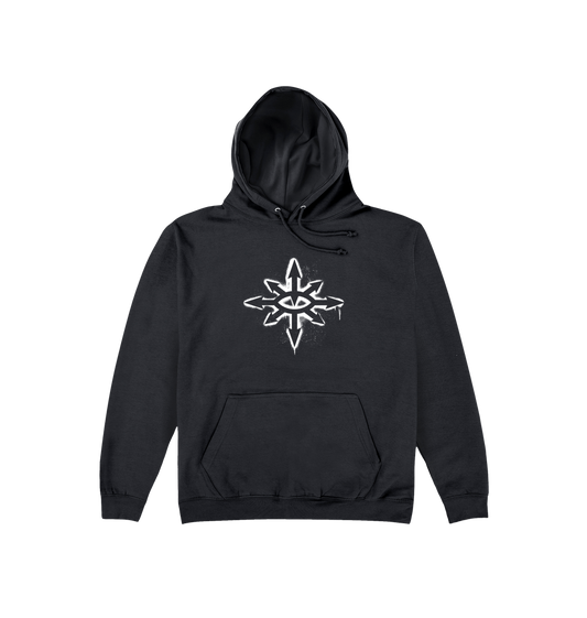 Deep Black Printed Hoody