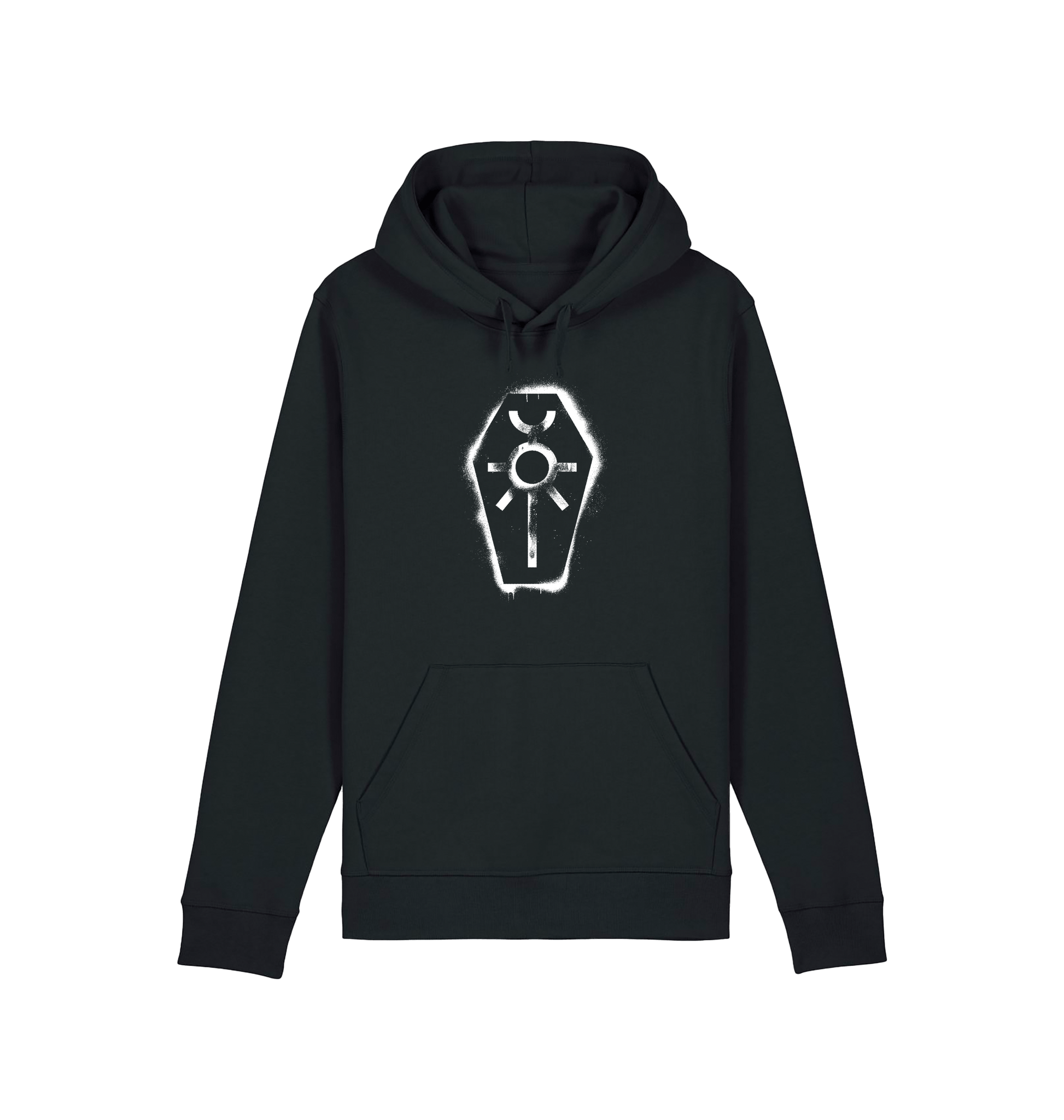 Black Printed Hoody Front