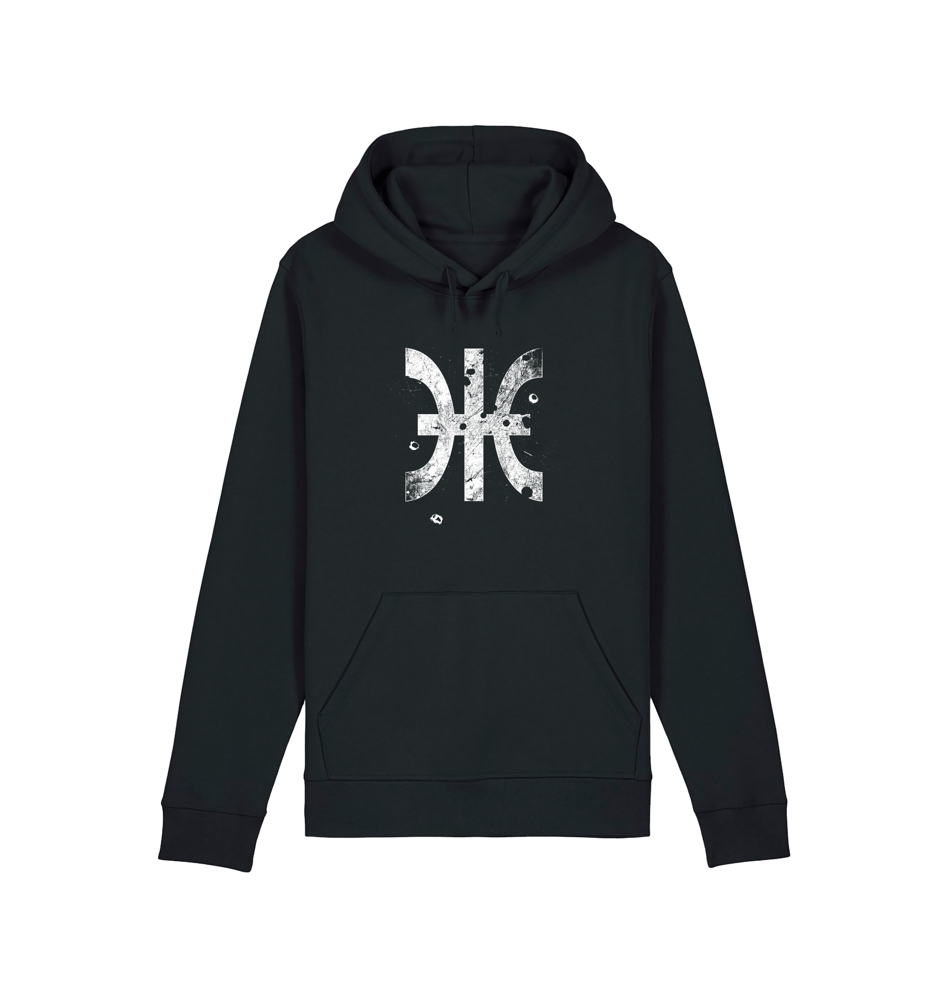 Black Printed Hoody Front