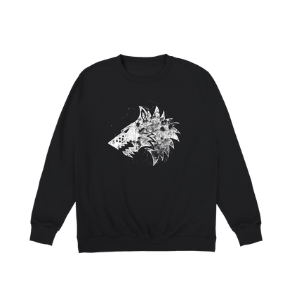 Deep Black Printed Sweater Front