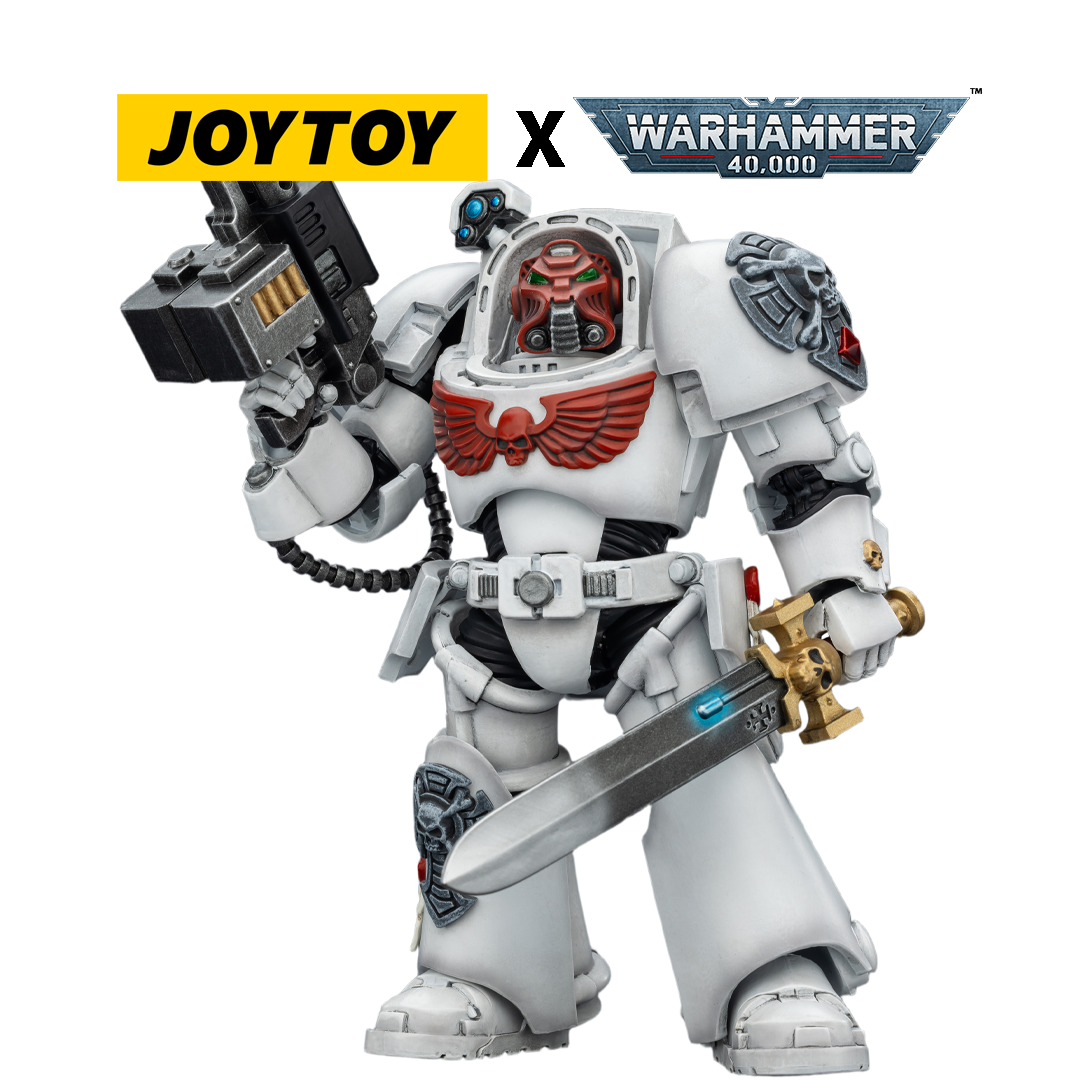 JoyToy Warhammer 40,000 Action Figure - White Scars, Terminator 1 with Power Sword and Storm Bolter (1/18 Scale) Preorder
