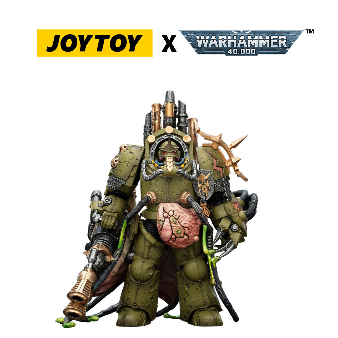 JoyToy Warhammer 40,000 Action Figure - Death Guard, Lord of Virulence with Power Fist and Twin Plague Spewer (1/18 Scale) Preorder