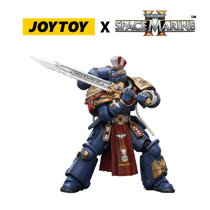 JoyToy Warhammer 40,000 Space Marine 2 Action Figure - Ultramarines, Relic Primus Armour, with Plasma Pistol and Combat Blade (1/18 Scale) Preorder