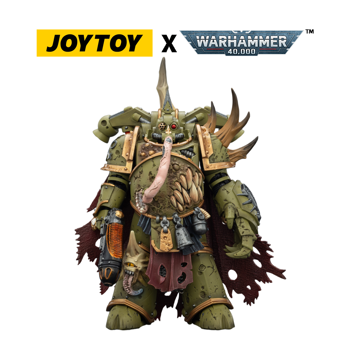 JOYTOY Warhammer 40,000 Action Figure - Death Guard, Plague Marine Champion with Plasma Pistol and Power Fist (1/18 Scale) Preorder