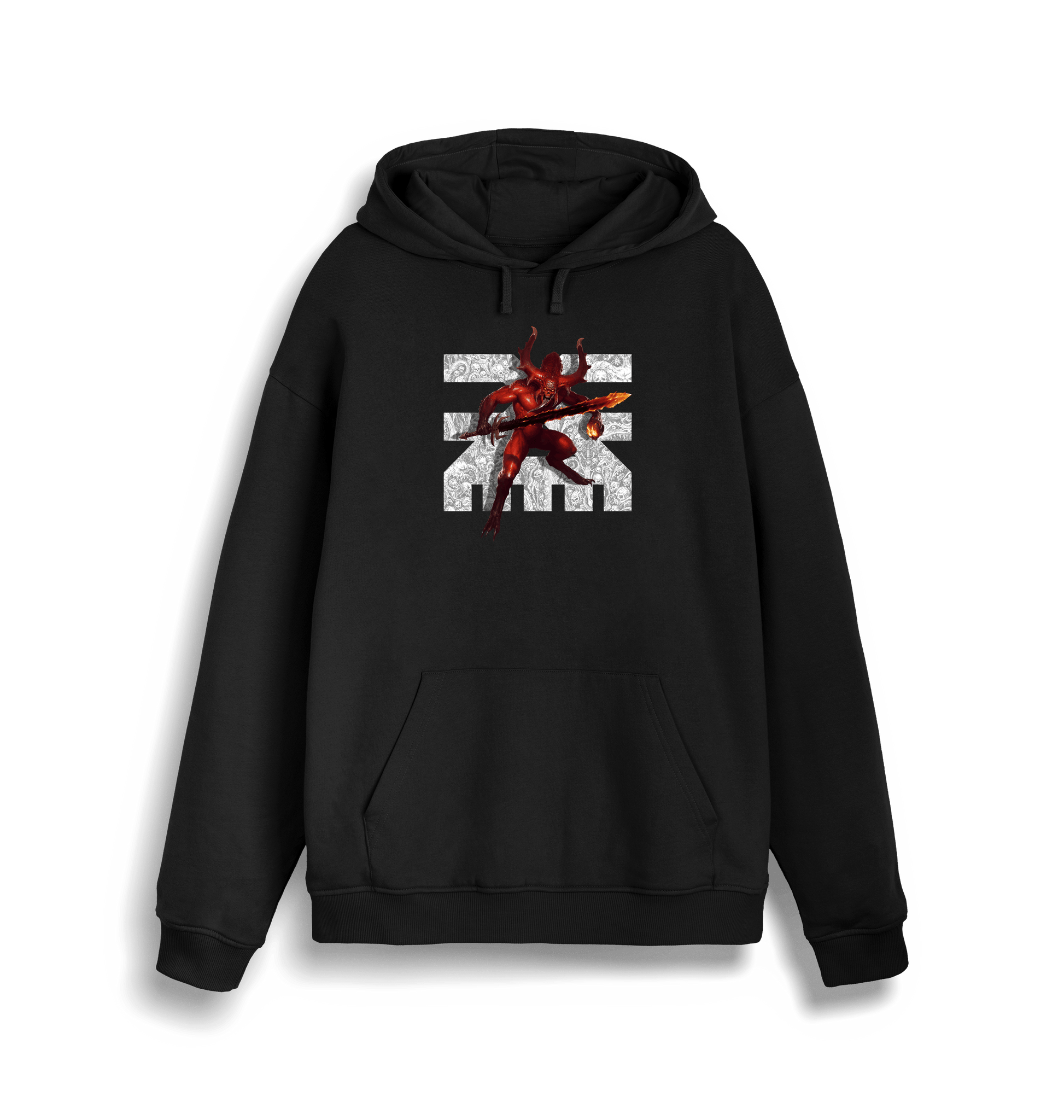 Black Printed Sweater Front