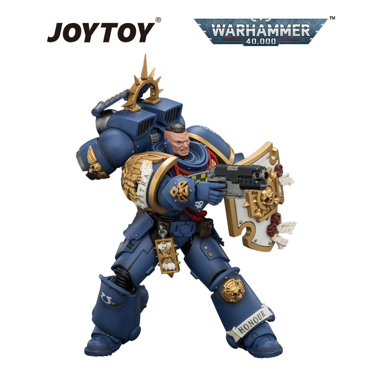 JOYTOY Warhammer 40,000 - Ultramarines, Captain with Jump Pack and Relic Shield (1/18 Scale) Preorder