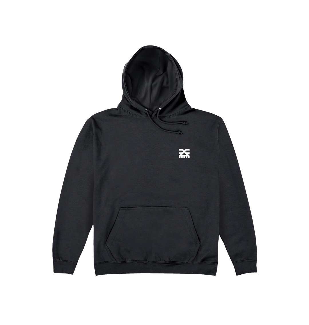 Jet Black Printed Hoody Front