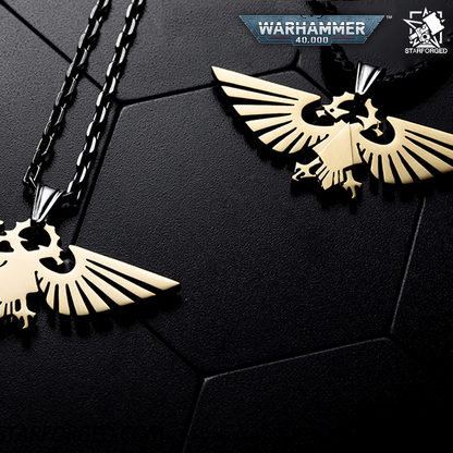 Starforged Warhammer 40,000 Imperial Aquila Stainless Steel Necklace Gold Plated Pendant