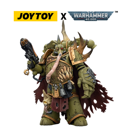 JOYTOY Warhammer 40,000 Action Figure - Death Guard, Plague Marine Champion with Plasma Pistol and Power Fist (1/18 Scale) Preorder