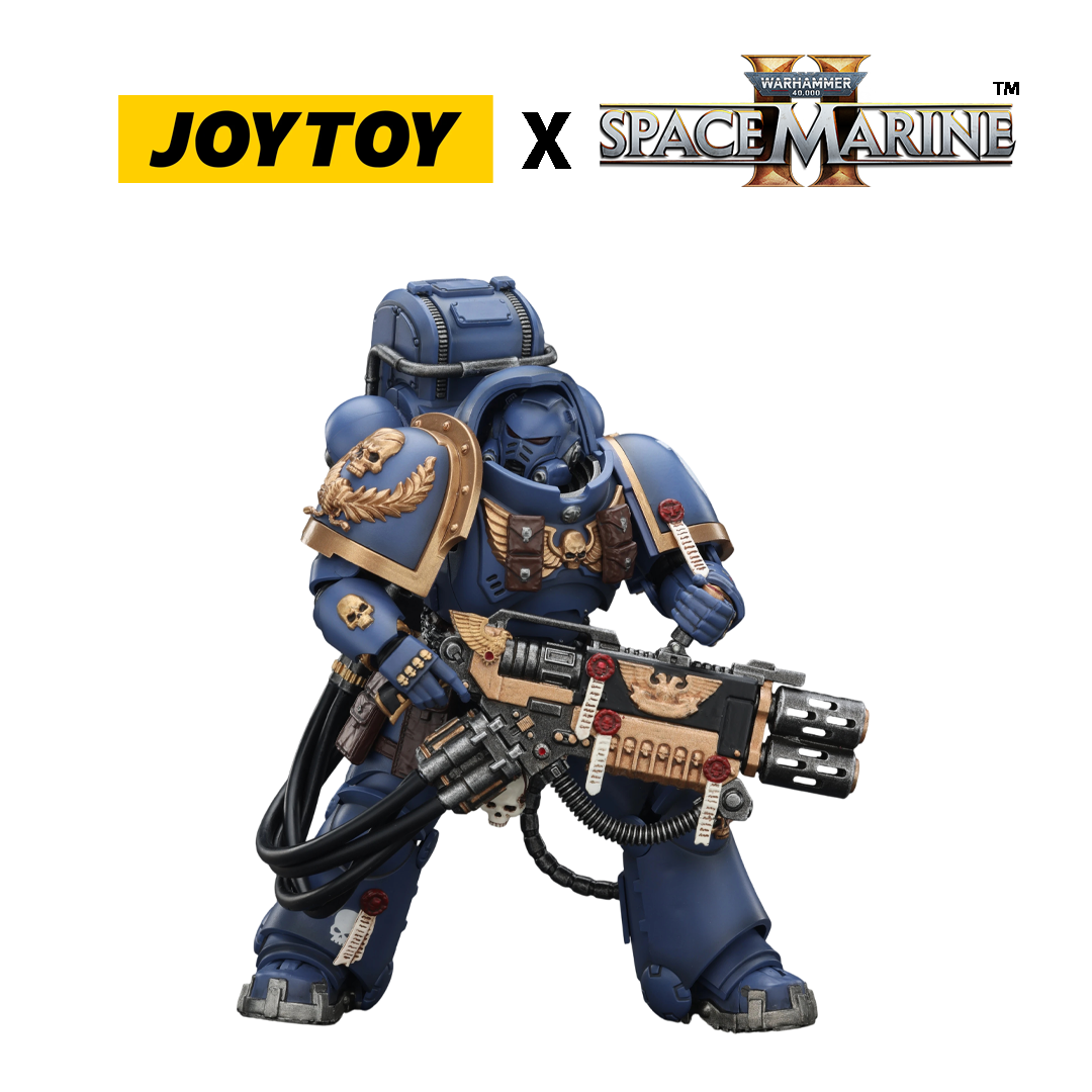 JoyToy Warhammer 40,000 Space Marine 2 Action Figure -  Ultramarines, Heavy Artificer Armour, with Relic Multi-Melta (1/18 Scale) Preorder