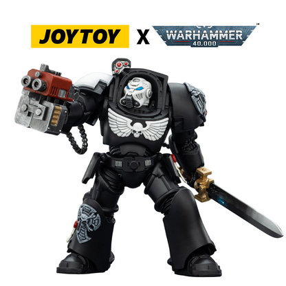 JoyToy Warhammer 40,000 Action Figure - Raven Guard, Terminator 1 with Power Sword and Storm Bolter (1/18 Scale) Preorder