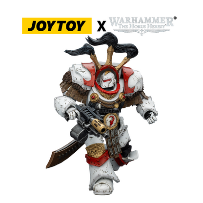 JOYTOY Warhammer The Horus Heresy Action Figure - White Scars, Legion Praetor in Cataphractii Terminator Armour with Cyber Hawk, Chogorian Sword and Combi-melta (1/18 Scale) Preorder