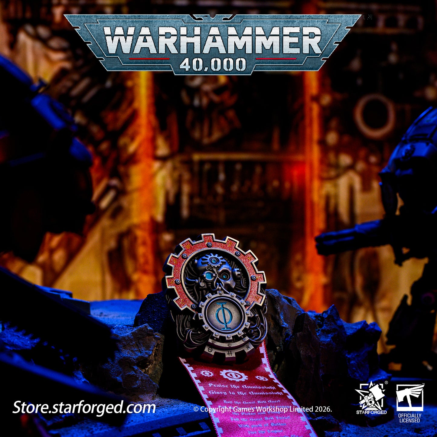 Starforged Warhammer 40,000 Seal of Omnissiah Machine God Deus Mechanicus Men's Brooch Pin Badge