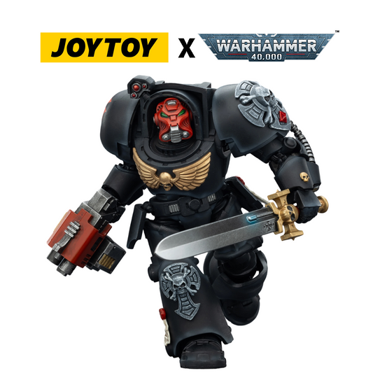 JoyToy Warhammer 40,000 Action Figure - Black Templars, Terminator 1 with Power Sword and Storm Bolter (1/18 Scale) Preorder