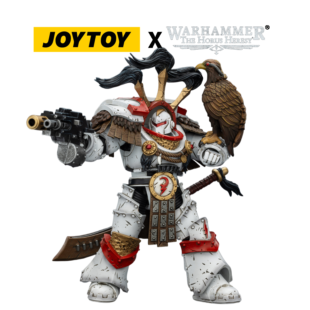 JOYTOY Warhammer The Horus Heresy Action Figure - White Scars, Legion Praetor in Cataphractii Terminator Armour with Cyber Hawk, Chogorian Sword and Combi-melta (1/18 Scale) Preorder