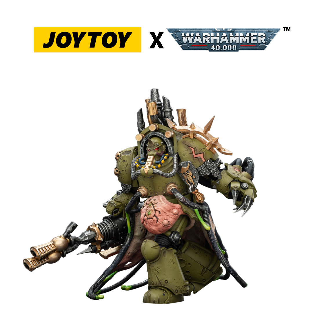 JoyToy Warhammer 40,000 Action Figure - Death Guard, Lord of Virulence with Power Fist and Twin Plague Spewer (1/18 Scale) Preorder