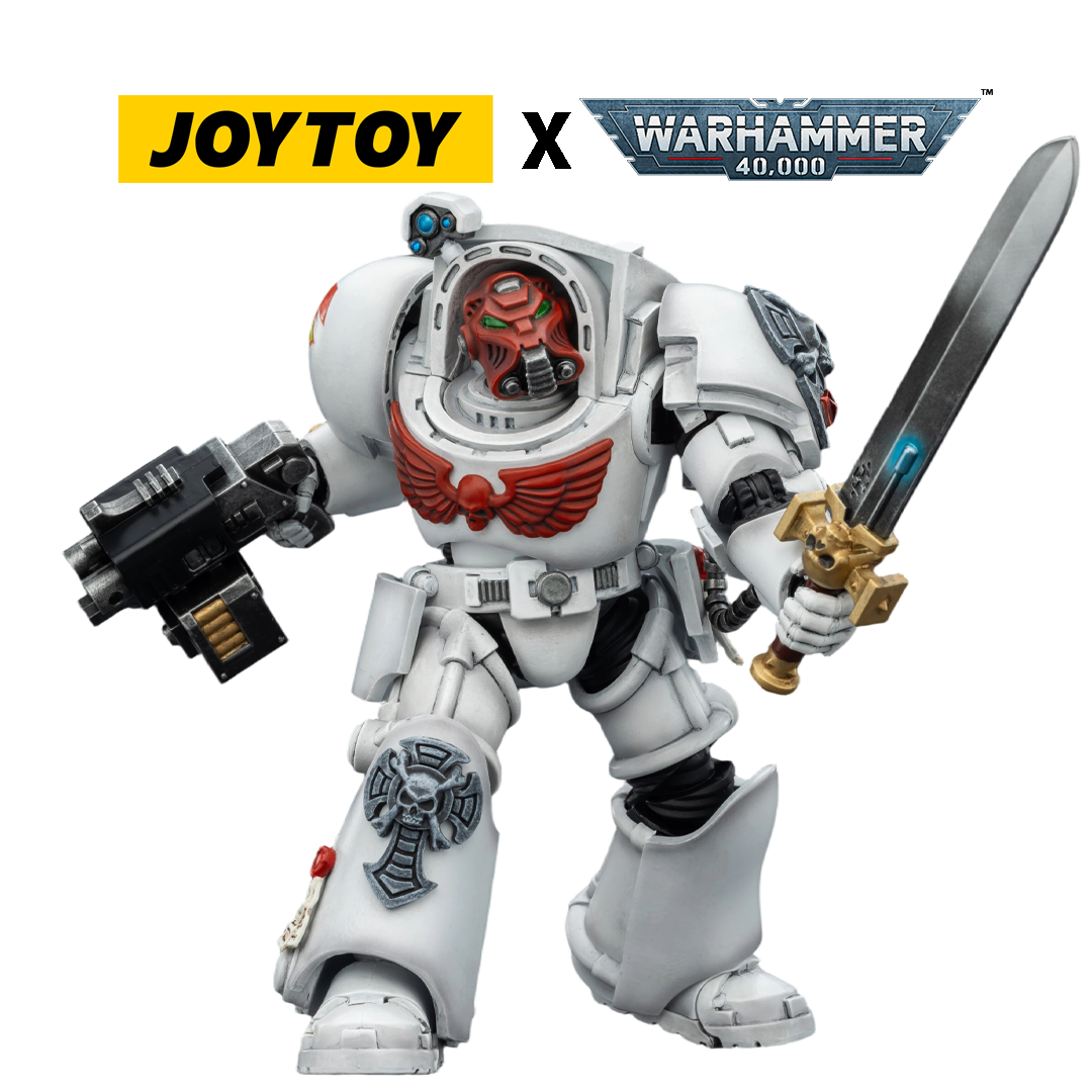 JoyToy Warhammer 40,000 Action Figure - White Scars, Terminator 1 with Power Sword and Storm Bolter (1/18 Scale) Preorder