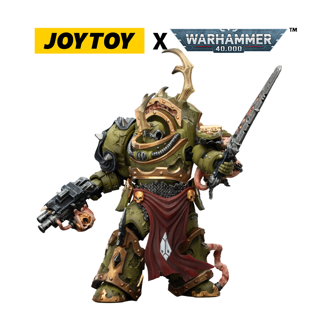 JoyToy Warhammer 40,000 Action Figure - Death Guard, Blightlord Terminator 3 with Combi-bolter and Bubotic Blade (1/18 Scale) Preorder