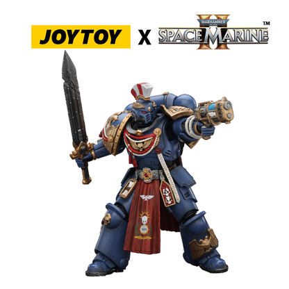 JoyToy Warhammer 40,000 Space Marine 2 Action Figure - Ultramarines, Relic Primus Armour, with Plasma Pistol and Combat Blade (1/18 Scale) Preorder