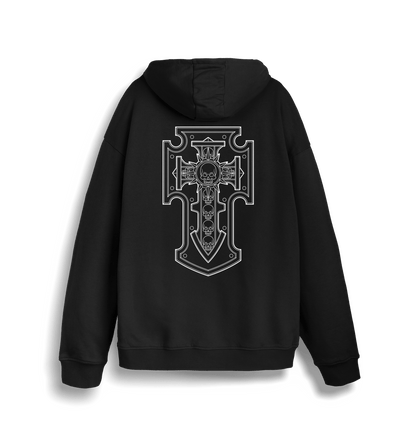 Black Printed Sweater Back