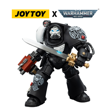 JoyToy Warhammer 40,000 Action Figure - Raven Guard, Terminator 1 with Power Sword and Storm Bolter (1/18 Scale) Preorder