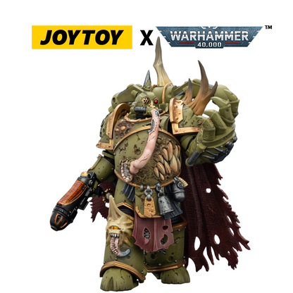 JOYTOY Warhammer 40,000 Action Figure - Death Guard, Plague Marine Champion with Plasma Pistol and Power Fist (1/18 Scale) Preorder