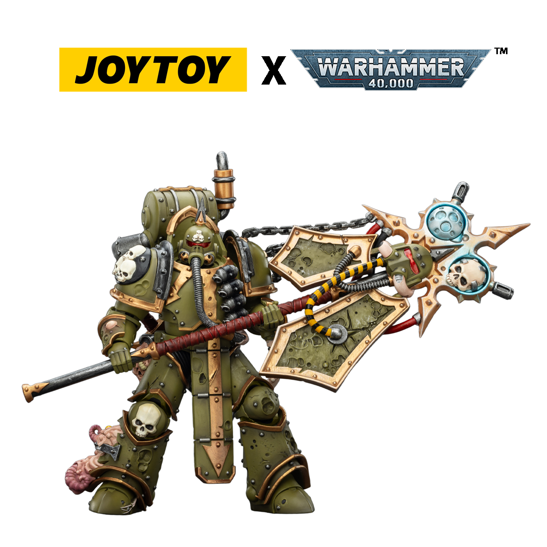 JoyToy Warhammer 40,000 Action Figure - Death Guard, Plague Marine Icon bearer with Boltgun and Plague Knife (1/18 Scale) Preorder