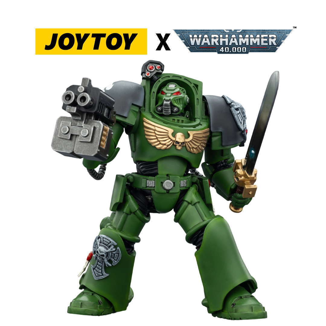 JoyToy Warhammer 40,000 Action Figure - Salamanders, Terminator 1 with Power Sword and Storm Bolter (1/18 Scale) Preorder