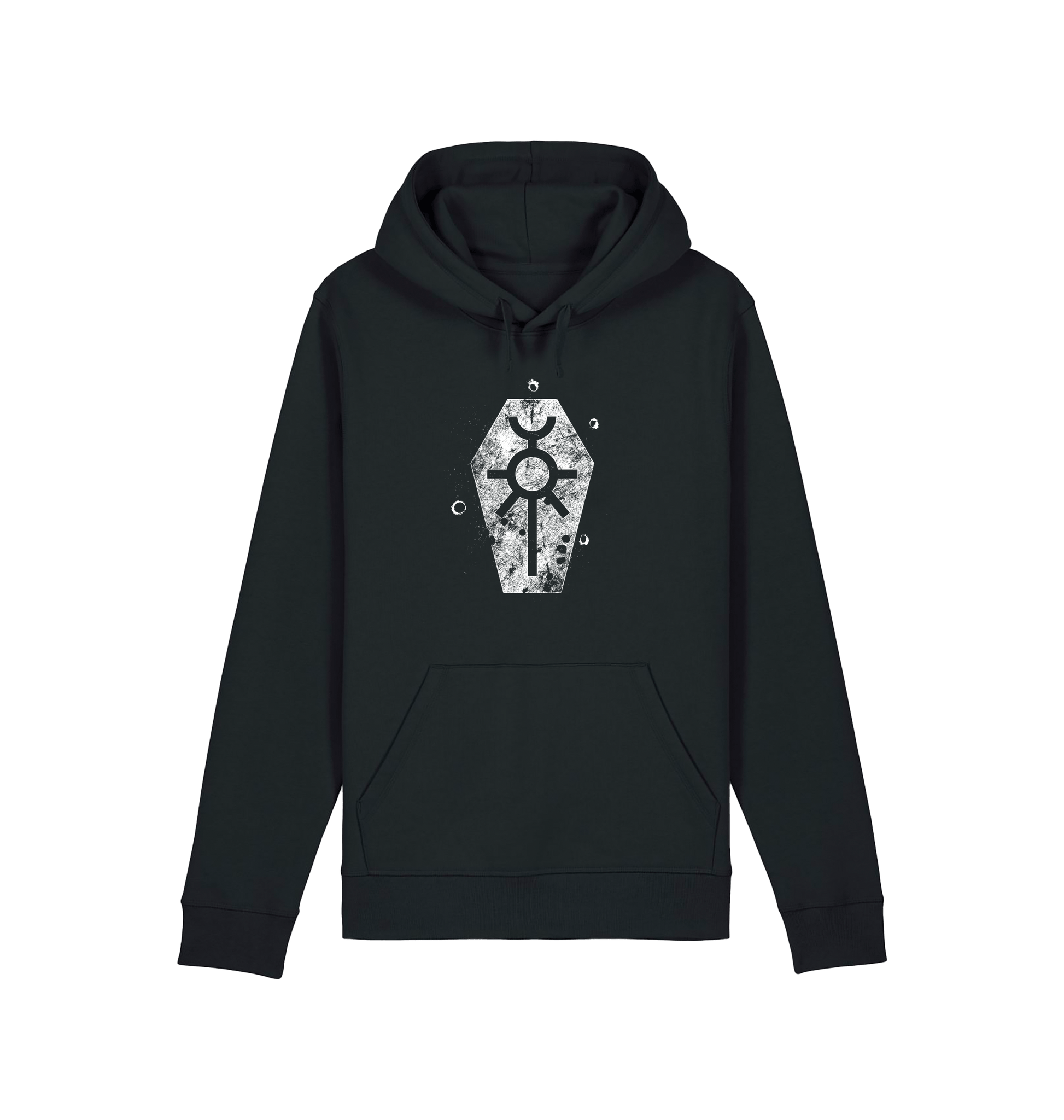 Black Printed Hoody Front