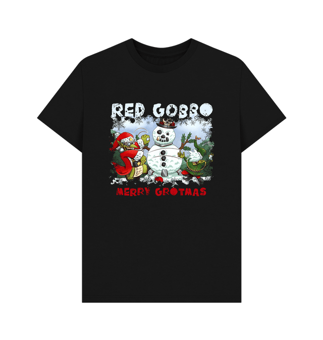 Black Red Gobbo Merry Grotmas T Shirt