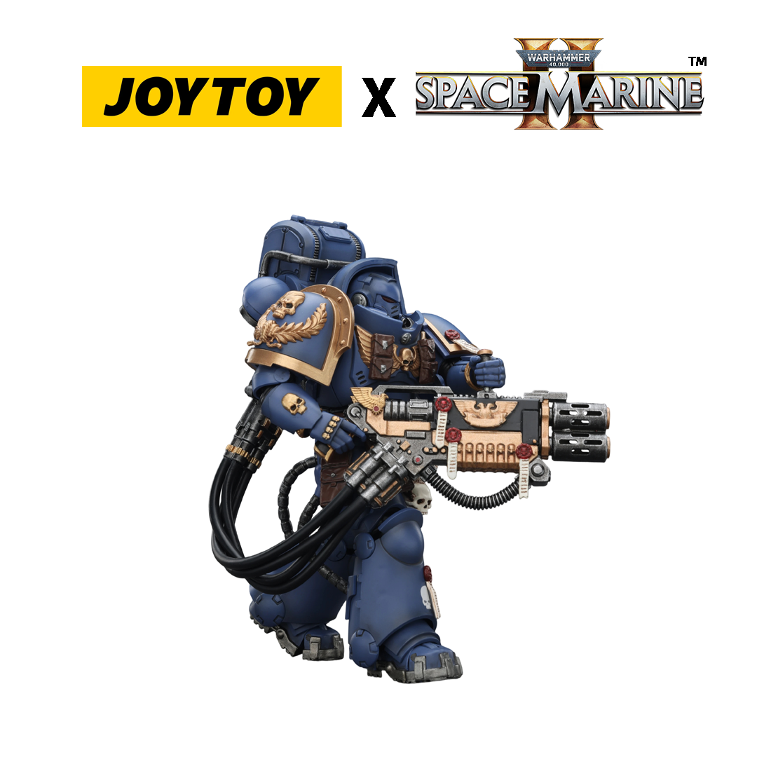 JoyToy Warhammer 40,000 Space Marine 2 Action Figure -  Ultramarines, Heavy Artificer Armour, with Relic Multi-Melta (1/18 Scale) Preorder