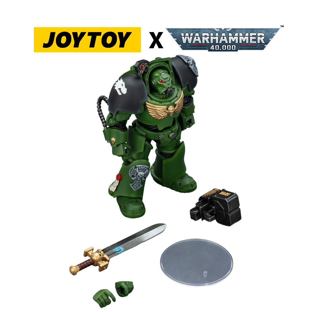 JoyToy Warhammer 40,000 Action Figure - Salamanders, Terminator 1 with Power Sword and Storm Bolter (1/18 Scale) Preorder