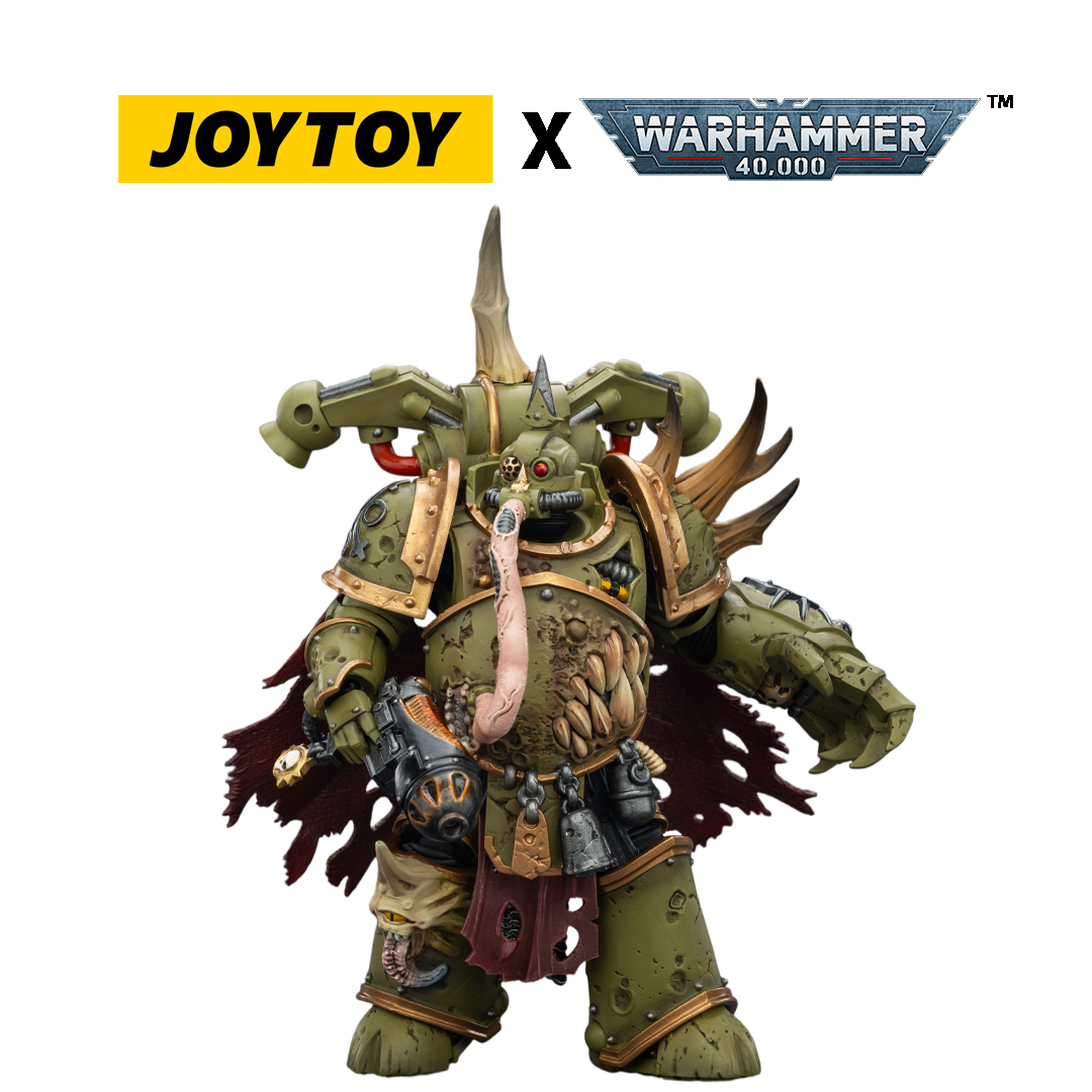 JOYTOY Warhammer 40,000 Action Figure - Death Guard, Plague Marine Champion with Plasma Pistol and Power Fist (1/18 Scale) Preorder