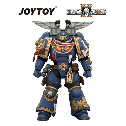 JOYTOY Warhammer 40,000: Space Marine 2 - Game Edition Ultramarines, Assault Intercessor with Jump Pack, Thunderhammer and Neo-volkite Pistol (1/18 Scale) Preorder
