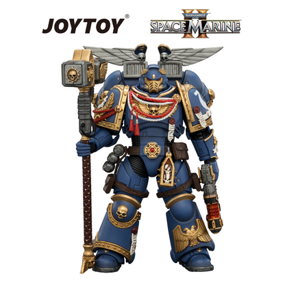 JOYTOY Warhammer 40,000: Space Marine 2 - Game Edition Ultramarines, Assault Intercessor with Jump Pack, Thunderhammer and Neo-volkite Pistol (1/18 Scale) Preorder