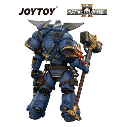 JOYTOY Warhammer 40,000: Space Marine 2 - Game Edition Ultramarines, Assault Intercessor with Jump Pack, Thunderhammer and Neo-volkite Pistol (1/18 Scale) Preorder
