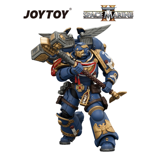 JOYTOY Warhammer 40,000: Space Marine 2 - Game Edition Ultramarines, Assault Intercessor with Jump Pack, Thunderhammer and Neo-volkite Pistol (1/18 Scale) Preorder