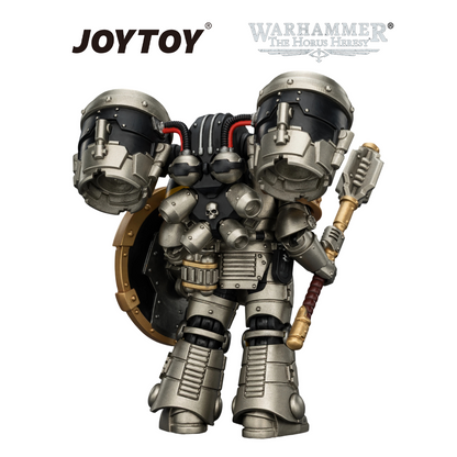 JOYTOY Warhammer The Horus Heresy - Iron Warriors, MkII Assault Sergeant with Disintegrator Pistol, Power Maul & Combat Shield (1/18 Scale) Preorder