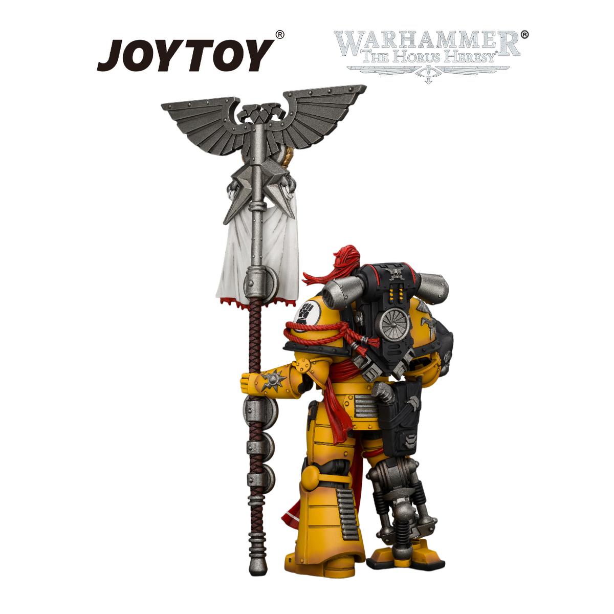 JOYTOY Warhammer The Horus Heresy - Imperial Fists Herald Consul with Icon of Allegiance, Bolt Pistol and Power Fist (1/18 Scale) Preorder